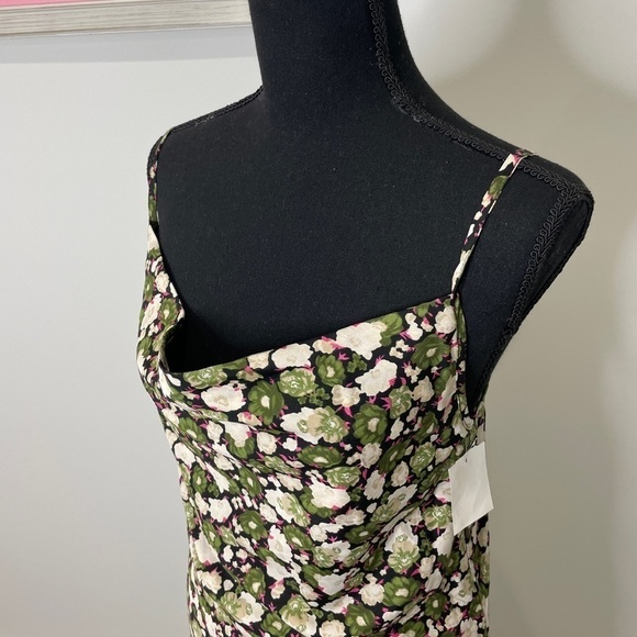 VERO MODA Helen Cowl Neck Recycled Polyester Slip Dress in Ivy Green - Picture 2 of 9